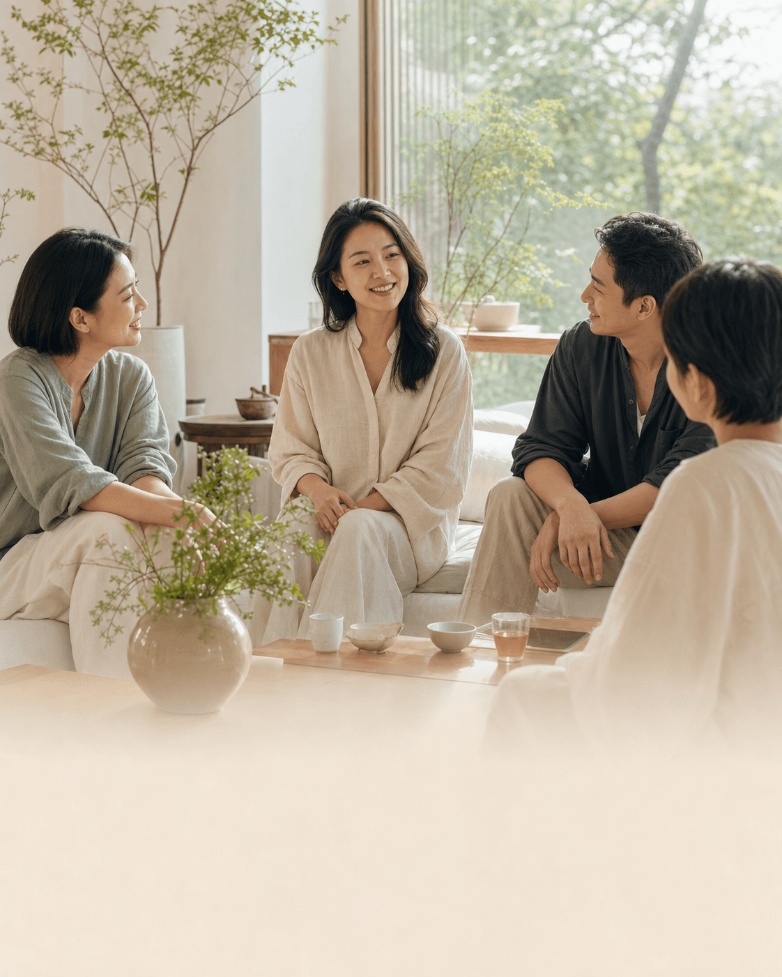 在灿宁心舍中自在交流、彼此倾听的人们